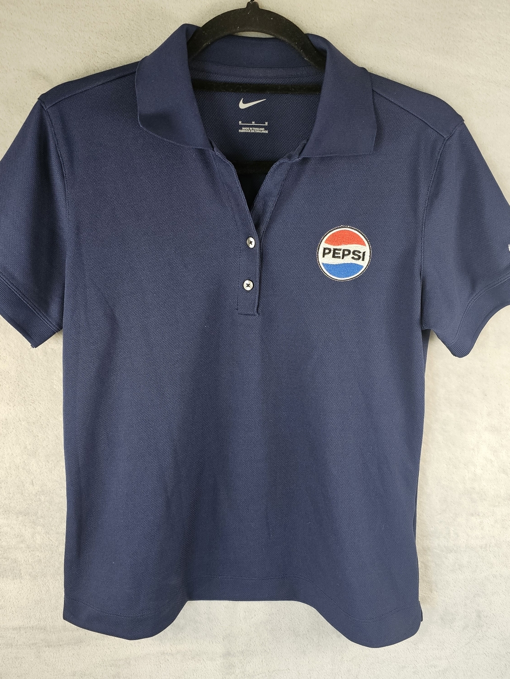 Nike Sz. Medium Women's Pepsi Logo Polo Shirt Blue Sleeve Logo Swoosh